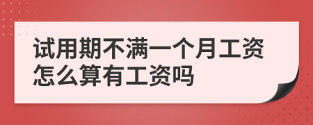 試用期不滿一個月工資怎么算有工資嗎