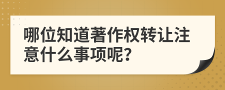 哪位知道著作權轉讓注意什么事項呢？