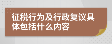 征稅行為及行政復議具體包括什么內容