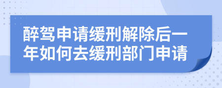 醉駕申請緩刑解除后一年如何去緩刑部門申請