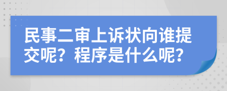 民事二審上訴狀向誰提交呢？程序是什么呢？