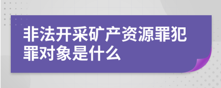 非法開采礦產(chǎn)資源罪犯罪對象是什么