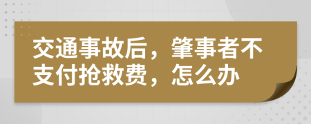 交通事故后，肇事者不支付搶救費(fèi)，怎么辦