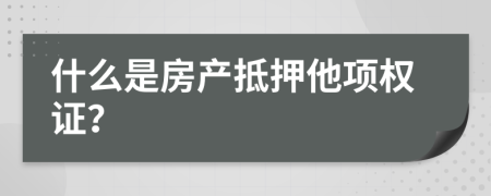什么是房產(chǎn)抵押他項(xiàng)權(quán)證？