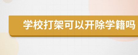 學(xué)校打架可以開除學(xué)籍嗎