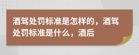酒駕處罰標(biāo)準(zhǔn)是怎樣的，酒駕處罰標(biāo)準(zhǔn)是什么，酒后