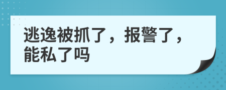 逃逸被抓了，報警了，能私了嗎