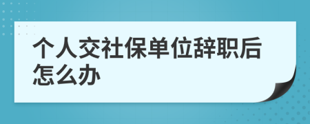 個(gè)人交社保單位辭職后怎么辦