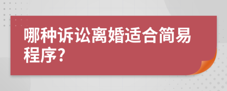 哪種訴訟離婚適合簡易程序?