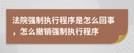 法院強制執(zhí)行程序是怎么回事，怎么撤銷強制執(zhí)行程序
