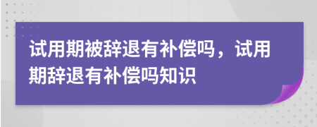 試用期被辭退有補(bǔ)償嗎，試用期辭退有補(bǔ)償嗎知識
