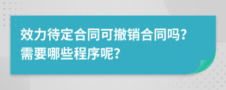 效力待定合同可撤銷合同嗎？需要哪些程序呢？