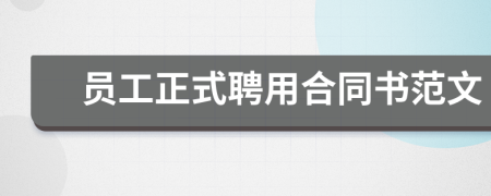 員工正式聘用合同書范文