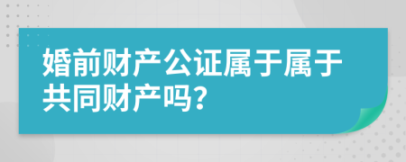 婚前財產(chǎn)公證屬于屬于共同財產(chǎn)嗎？