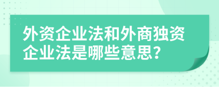 外資企業(yè)法和外商獨(dú)資企業(yè)法是哪些意思？