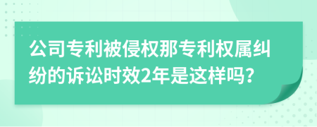 公司專利被侵權(quán)那專利權(quán)屬糾紛的訴訟時(shí)效2年是這樣嗎？
