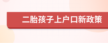 二胎孩子上戶口新政策