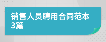 銷售人員聘用合同范本3篇