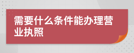 需要什么條件能辦理營業(yè)執(zhí)照
