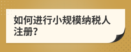 如何進行小規(guī)模納稅人注冊？