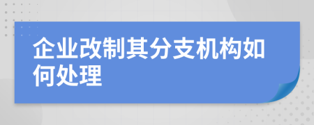 企業(yè)改制其分支機(jī)構(gòu)如何處理