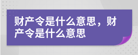 財產(chǎn)令是什么意思，財產(chǎn)令是什么意思