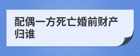 配偶一方死亡婚前財(cái)產(chǎn)歸誰(shuí)