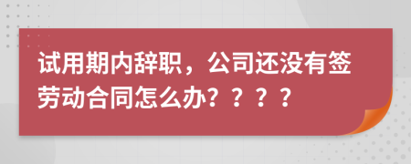 試用期內(nèi)辭職，公司還沒有簽勞動合同怎么辦？？？？