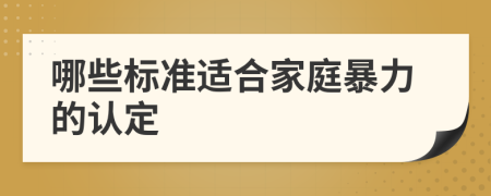 哪些标准适合家庭暴力的认定