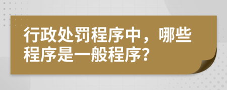 行政處罰程序中，哪些程序是一般程序？