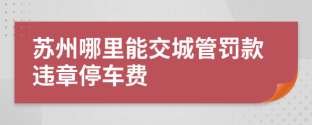 蘇州哪里能交城管罰款違章停車費