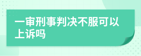 一審刑事判決不服可以上訴嗎