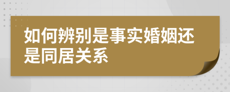 如何辨別是事實婚姻還是同居關系