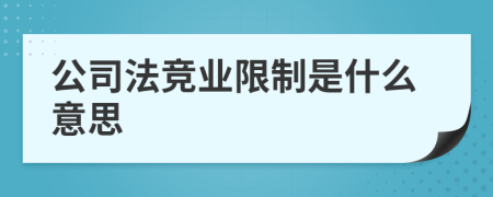 公司法競業(yè)限制是什么意思