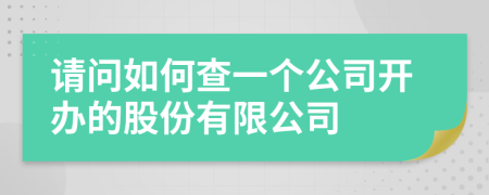請問如何查一個公司開辦的股份有限公司