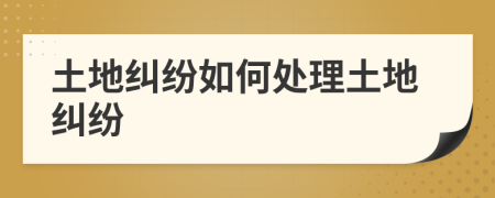 土地糾紛如何處理土地糾紛