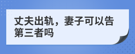 丈夫出軌，妻子可以告第三者嗎
