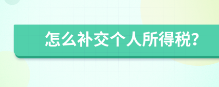 怎么補(bǔ)交個(gè)人所得稅？