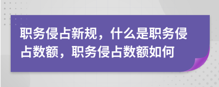 職務(wù)侵占新規(guī)，什么是職務(wù)侵占數(shù)額，職務(wù)侵占數(shù)額如何