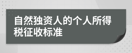 自然獨資人的個人所得稅征收標準
