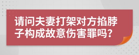 請(qǐng)問夫妻打架對(duì)方掐脖子構(gòu)成故意傷害罪嗎？