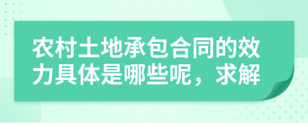 農(nóng)村土地承包合同的效力具體是哪些呢，求解