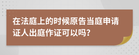 在法庭上的時候原告當(dāng)庭申請證人出庭作證可以嗎？