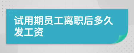 試用期員工離職后多久發(fā)工資