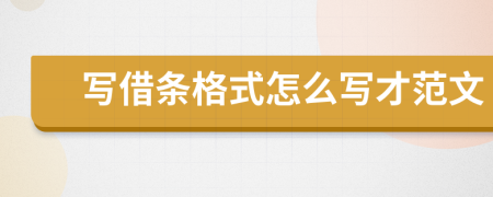 寫(xiě)借條格式怎么寫(xiě)才范文