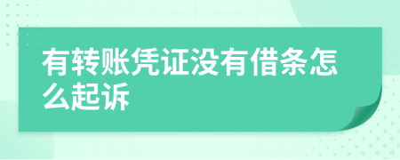 有轉(zhuǎn)賬憑證沒有借條怎么起訴