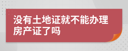沒有土地證就不能辦理房產(chǎn)證了嗎