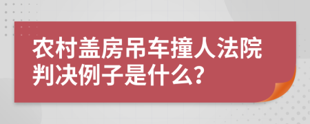 農(nóng)村蓋房吊車撞人法院判決例子是什么？