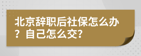 北京辭職后社保怎么辦？自己怎么交？