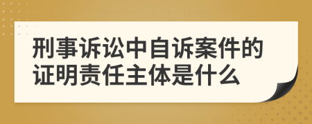刑事訴訟中自訴案件的證明責(zé)任主體是什么